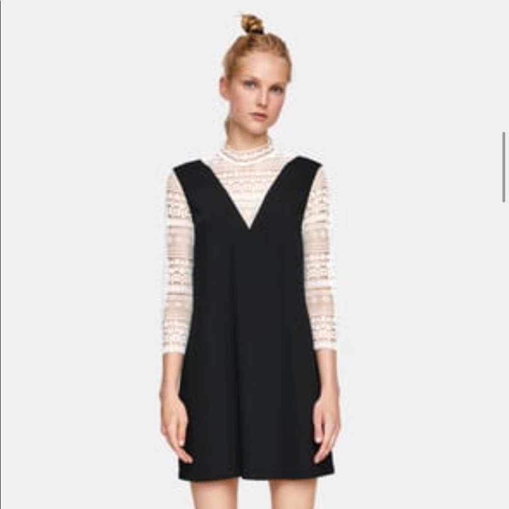 New Zara Contrast Lace Dress Size M